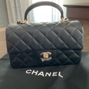 Chanel 24A Mini Flap Bag with Top Handle Gold Hardware